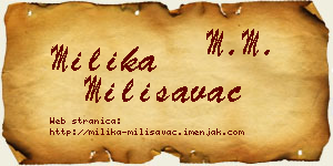 Milika Milisavac vizit kartica